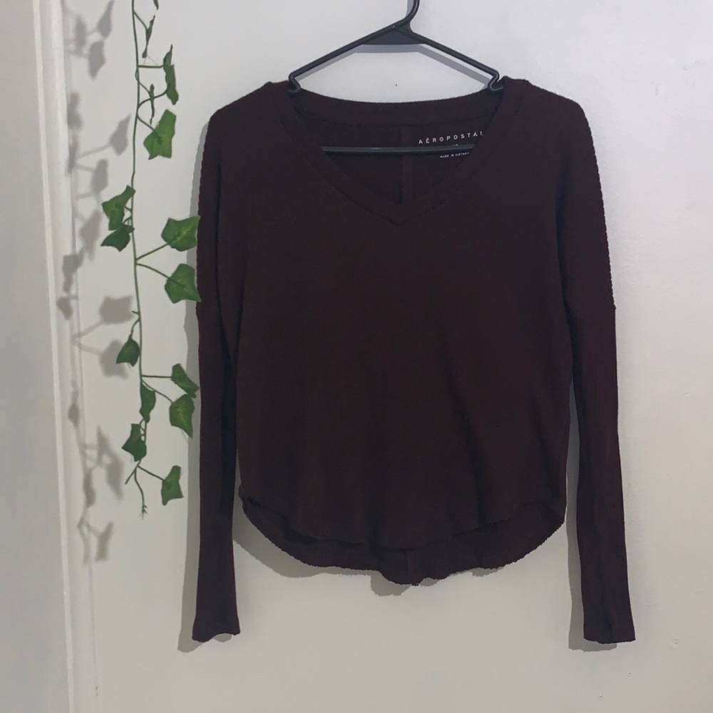 Maroon ripped long sleeve